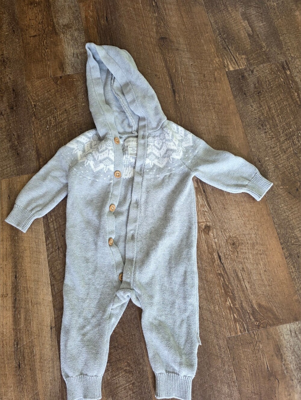 Carters Little Planet Light Gray And Fair Isle Detail Size 6 Mos Organic Cotton